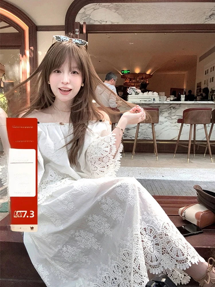 

Water Soluble Lace Embroidery Small irt f Skirt Two Piece Set One oulder Design Faionable Women's Ensemble Summer 2025