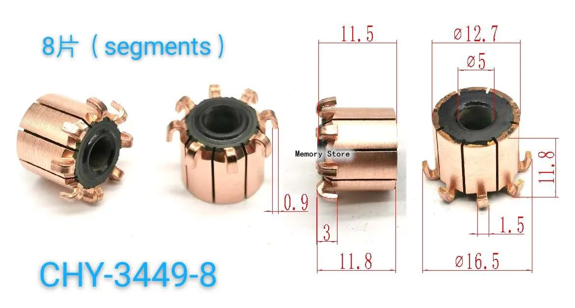 

10PCs 12.7x5x11.8(11.5)mm 8P Copper Bars Alternator Electric Motor Commutator，CHY-3449-8