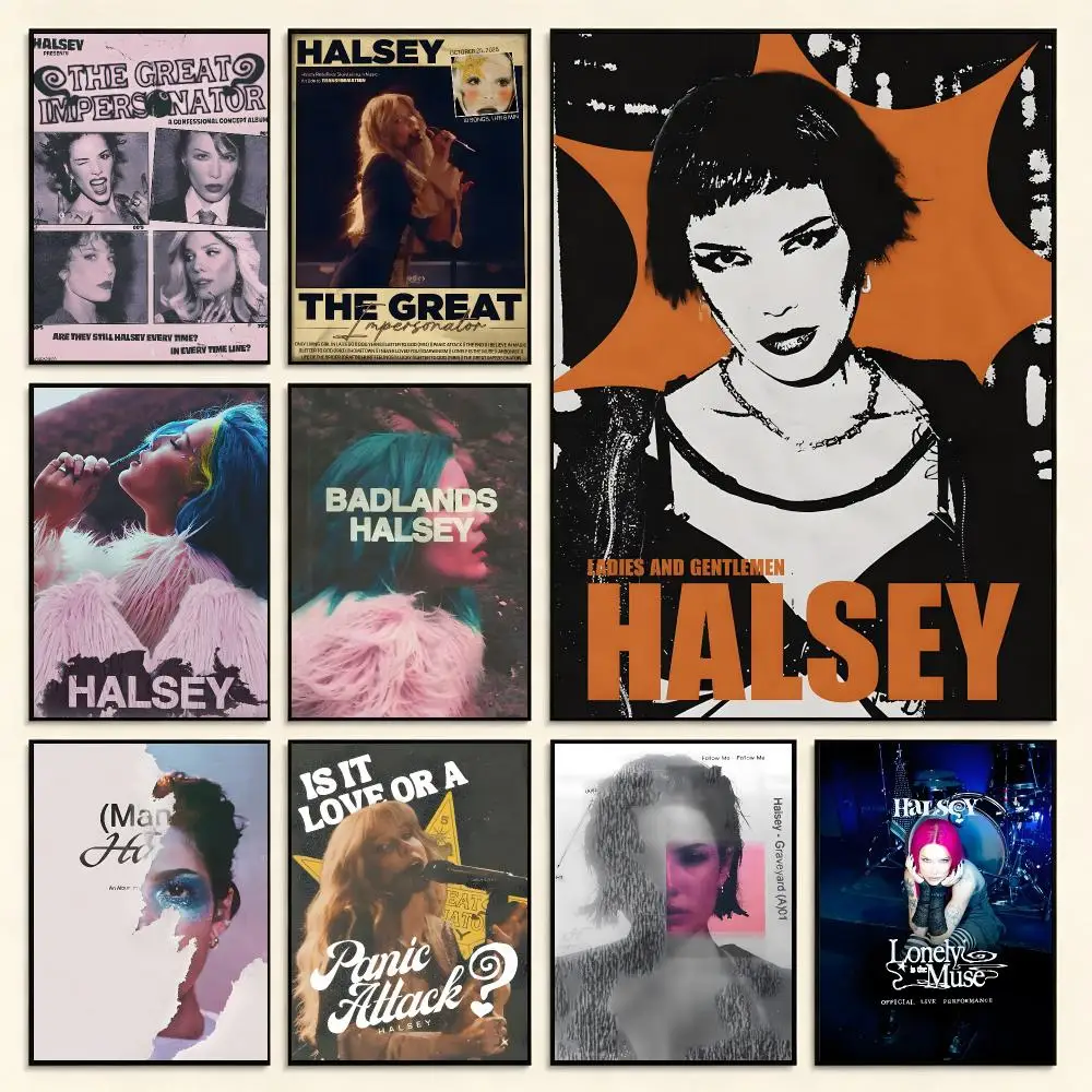 Pop Singer Halsey Poster Digital Solvent Print Waterproof PP Fade-Resistant Wall Art Room Decor Gift