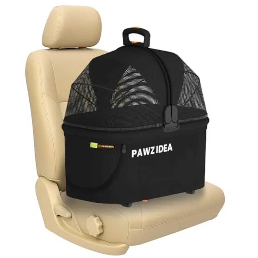 

Portable Small Dog Crate for Car Travel Enclosed Pet Car Seat for Small/Medium Dogs Cats up to 33 lb Reversible No-Zip Canopy S