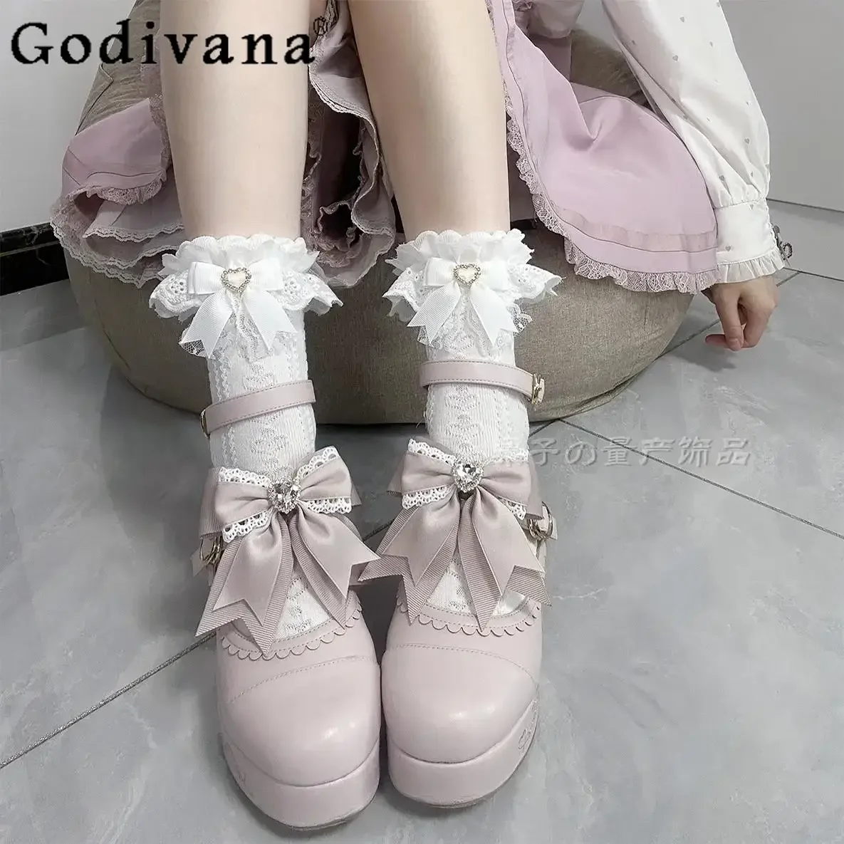 

Women's Japanese Style Sweet Bow Lace Socks Lady Mine Series Mass Production Lolita Spring Summer Cute Girl Jk Lace Tube Socks