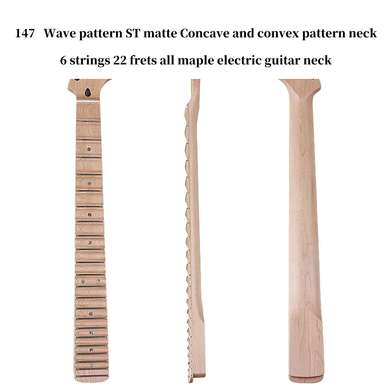 Wave pattern ST matte Concave and convex pattern 6strings 22frets all maple electric guitar neck Beef bones Nut With peach tube