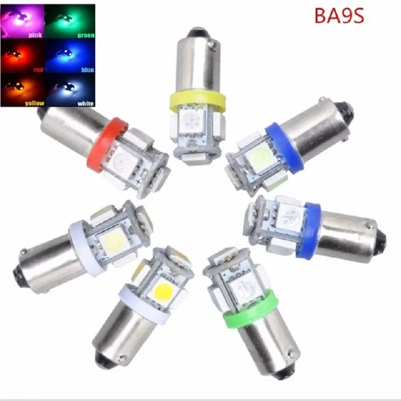 

2X T4W BA9S 5 SMD 5050 Car LED Interior Lamp Side Marker Backup Tail Reading Bulb Door License Plate Light Green Red Blue Yellow