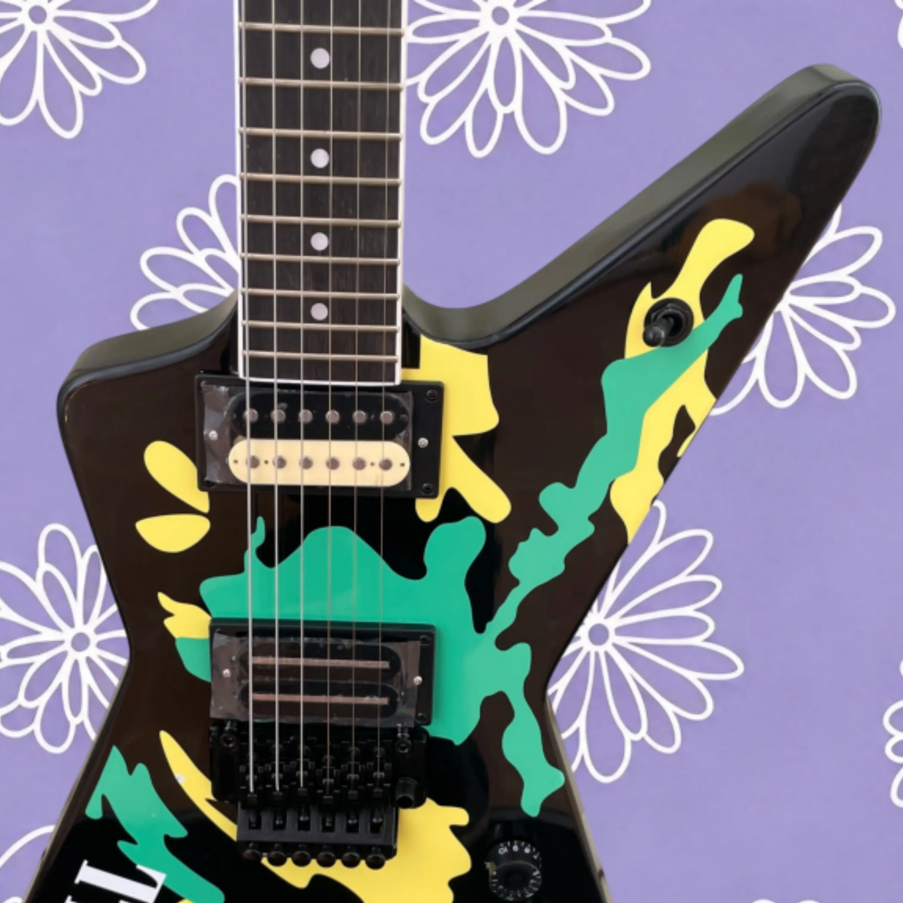Heavy Metal Electric Guitar With Camouflage Body Design, Stunning Stage Appearance Guitars, Perfect For Rock Music Guitarra