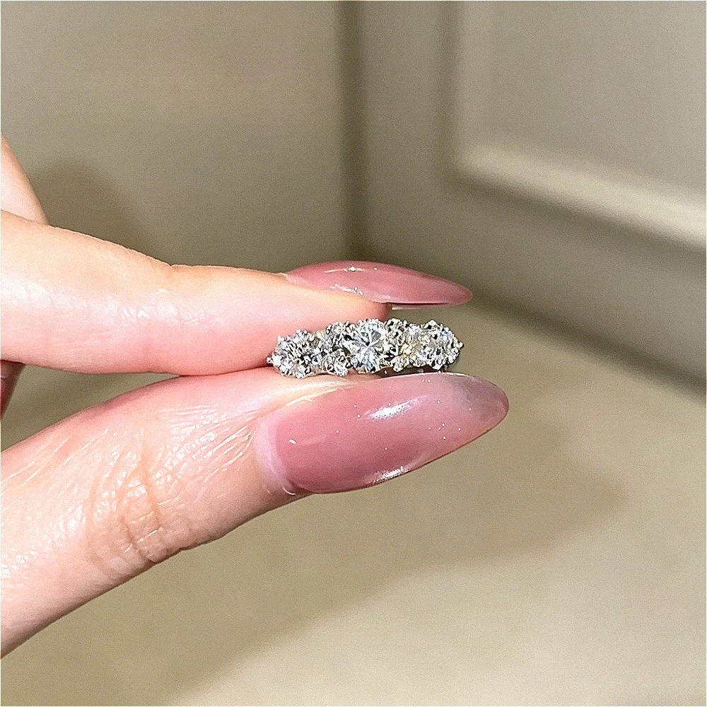 925 sterling silver design multi-tiered zirconia row ring. Stackable ring. Fashion ring.