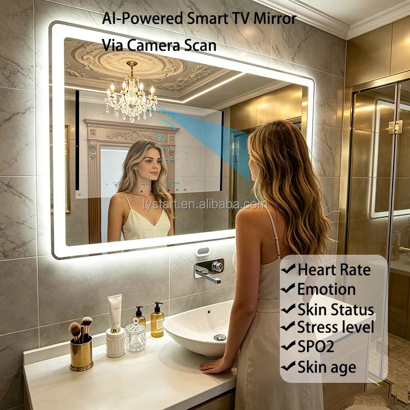 2026 Trending All In One Smart Modern Bathroom TV Mirror Android System Touch Screen Illuminated Magic Mirror
