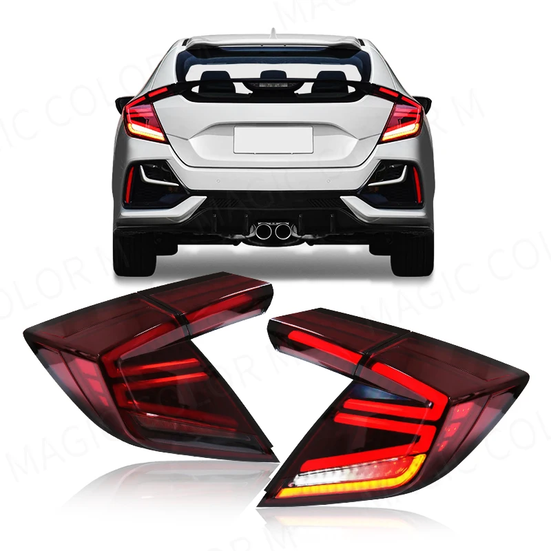 For Honda Hatchback Civic 2016 2017 2018 2019 2020 Tail Lights Rear Brake Stop Lamp Turn Signal Reversing Parking Auto Facelift