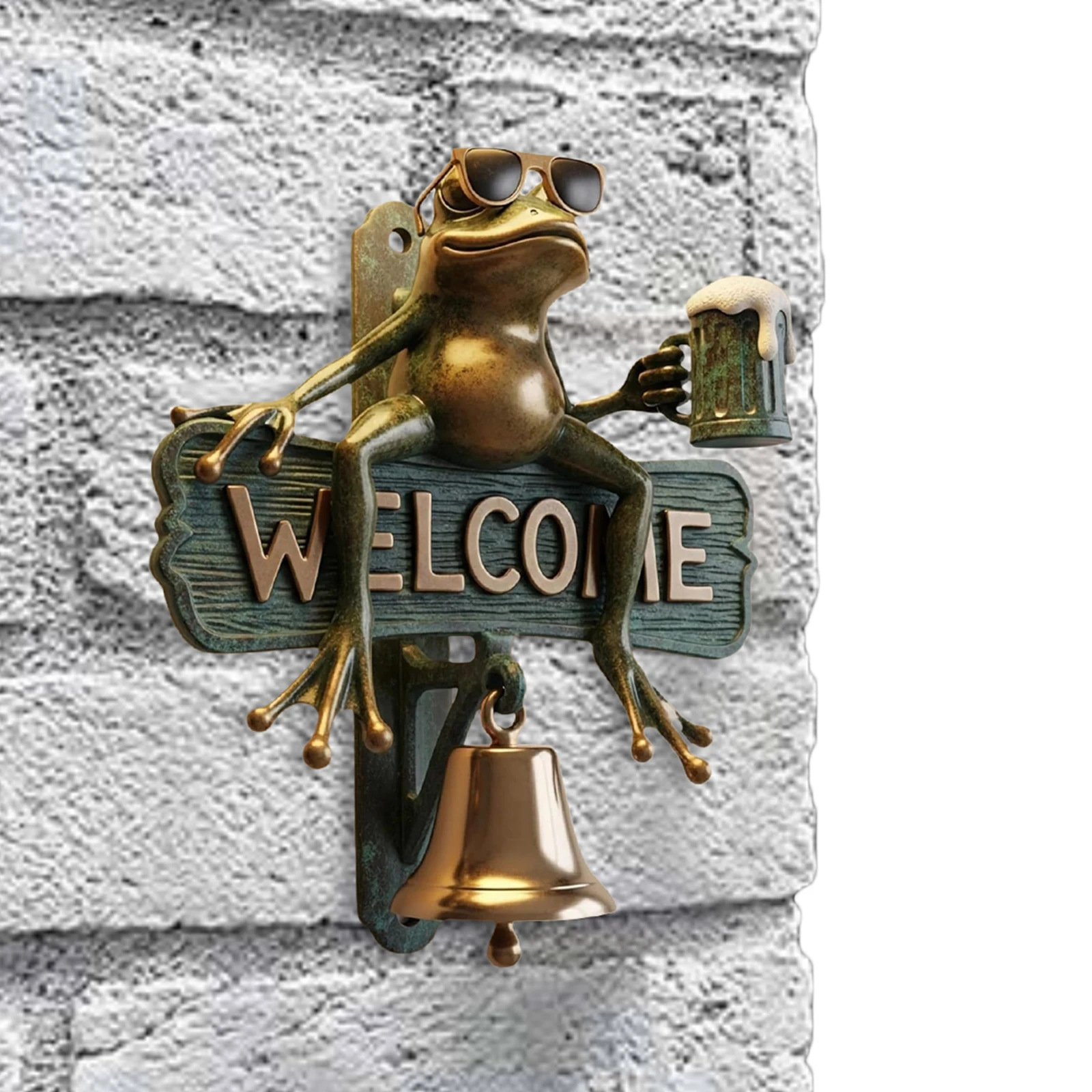 Chill Frog Welcome Doorbell Beer-Drinking Frog With Sunglasses Funny Outdoor Decorative Door Bell Front Door Decoration