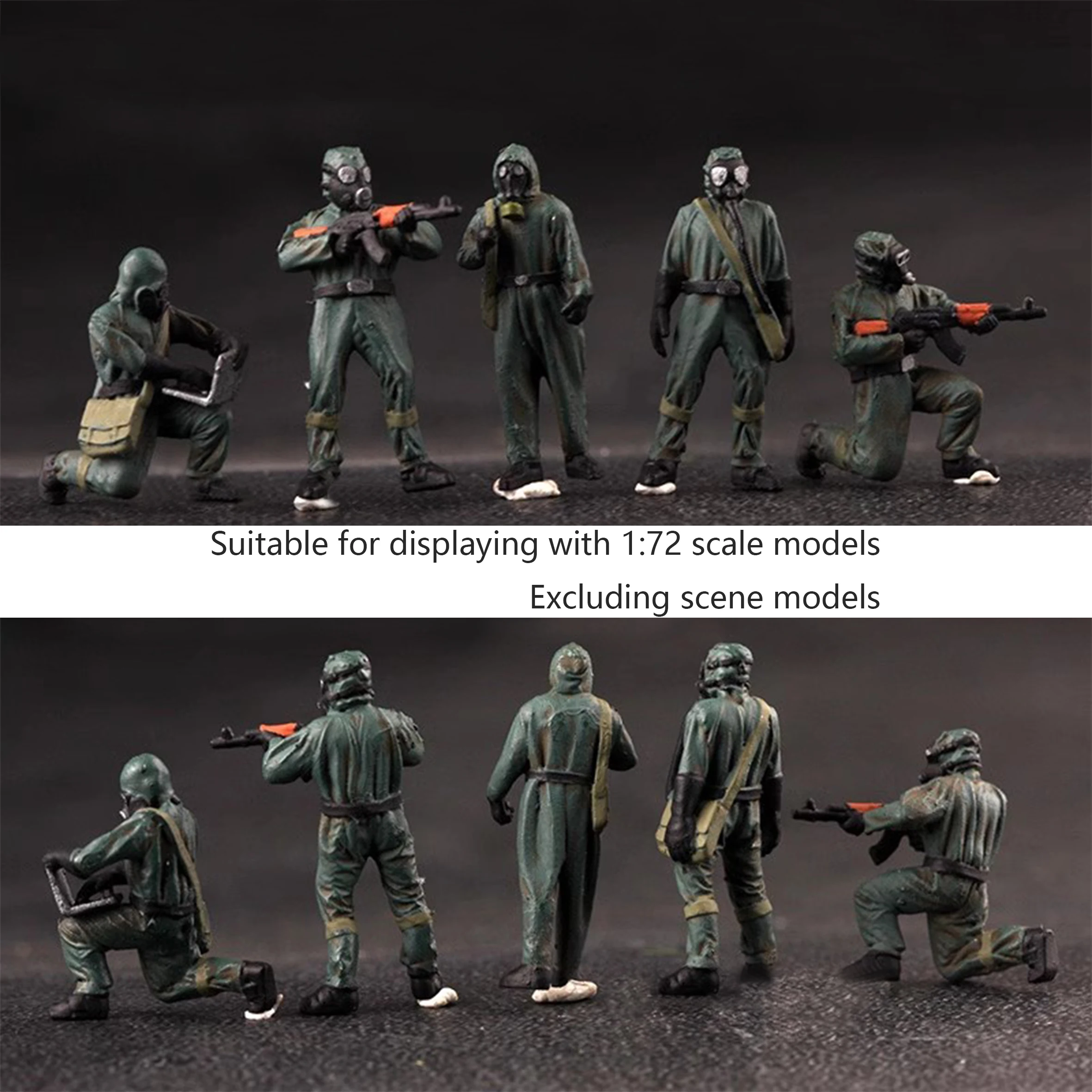 1: 72 Russian Bioweapon Squad (5 people) B Group Colored Soldier Model