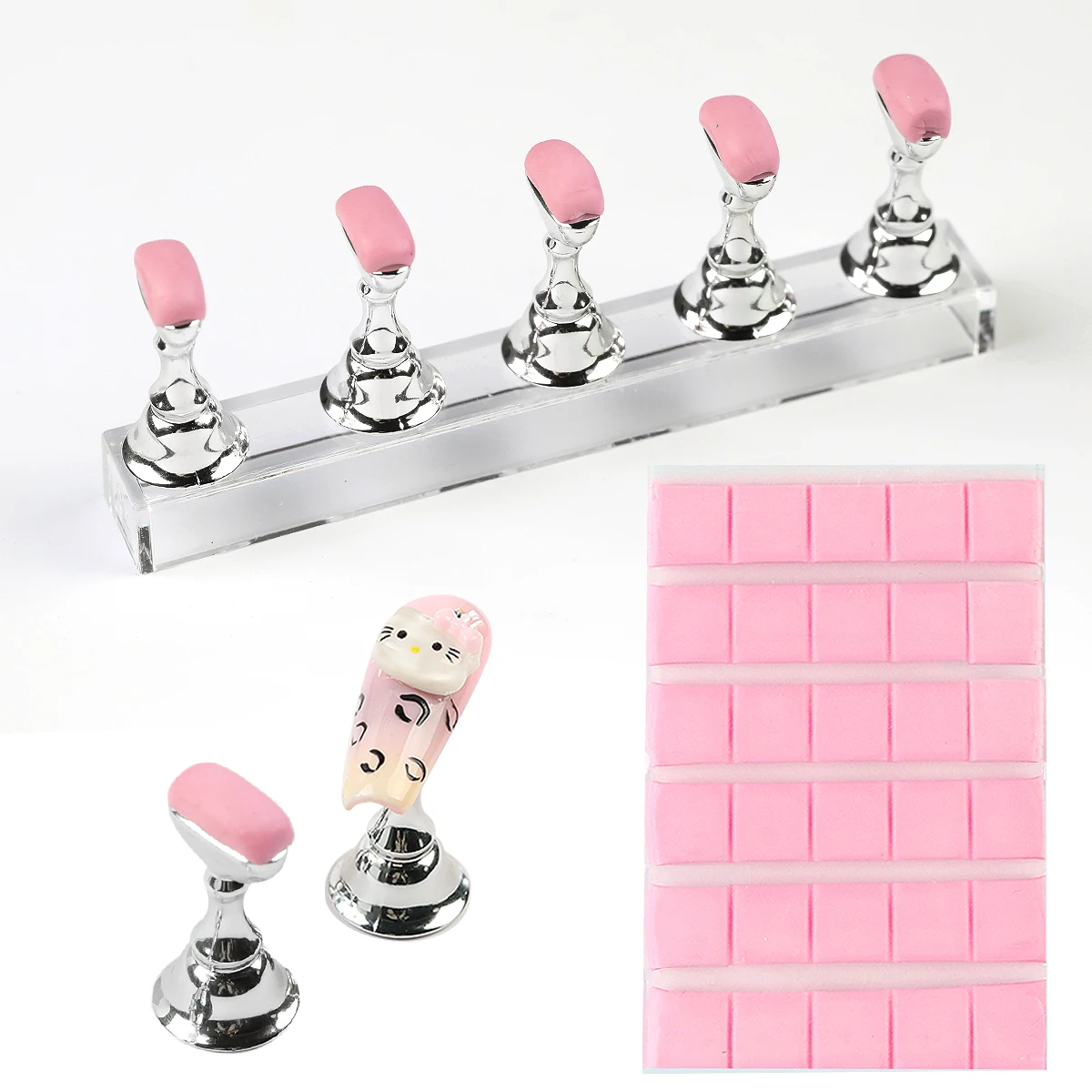 Nuevo 30 Uds. De pegamento adhesivo para uñas de color verde rosa, arcilla, Gel pegajoso reutilizable, uso con soporte para práctica de manicura, suministros de herramientas