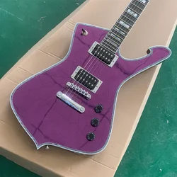 Iceman Paul Stanley Use Style Purple Mirror Electric Guitar Pickguard Abalone Body Binding Chrome Hardware