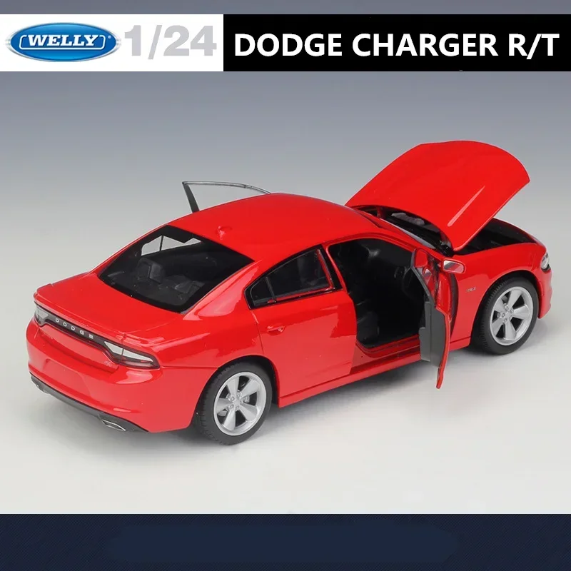 Diecast WELLY 1:24 2016 DODGE CHARGER R/T Modello di auto sportiva in lega Fonde sotto pressione Giocattolo in metallo Modello di auto da corsa Simulazione Collezione Regali