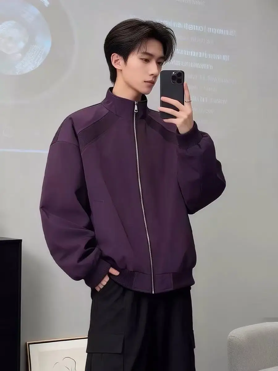 

Мужская демисезонная куртка American Sport с воротником-стойкой, водонепроницаемая, с лоскутным дизайном и ребристой отделкой, молодежная, модная, свободного кроя