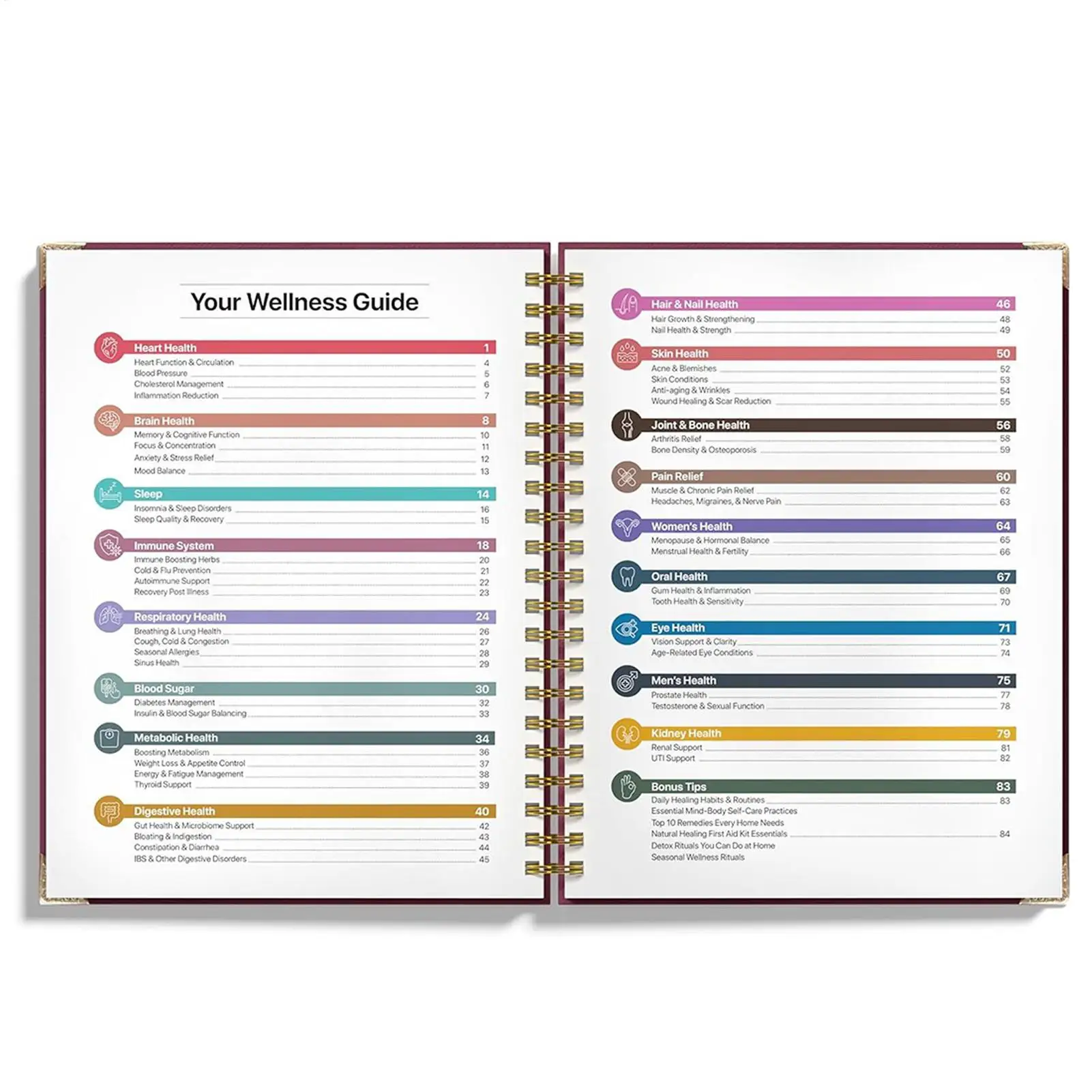 Human Health Guide Book Plant Theme Eating Recipe Spiral Binding Natural Book for Women Men Family Adult Elderly Chef Study - Image 2