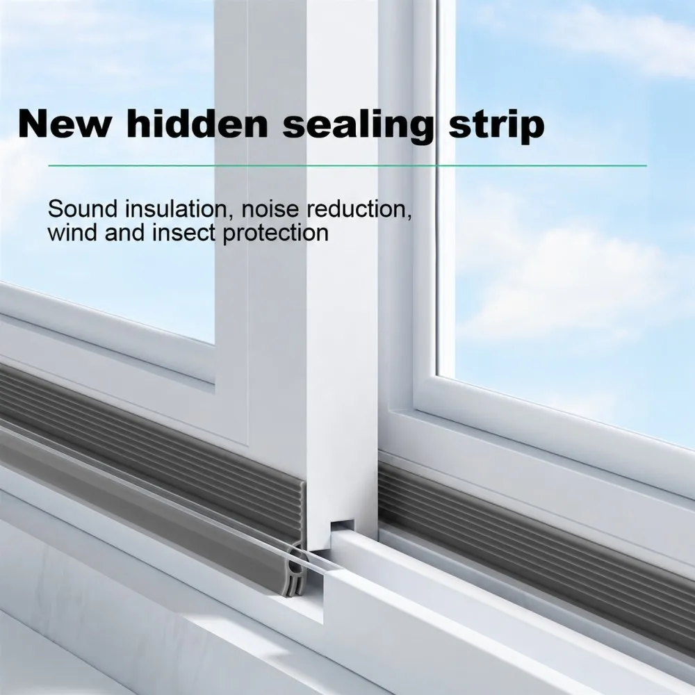 2-4M TPE Sliding Window Seal Strip Self-Adhesive Triple Windproof Sound Insulation Anti-Cold Door Under Flexible Weatherstrip