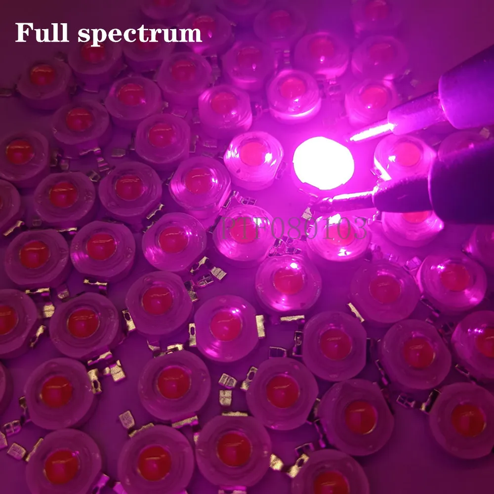 

50pcs 1W/3W high power led Lamp Bead plant grow light Bulb full spectrum 400-840nm Chip 3.2-3.4 700mA180-200LM