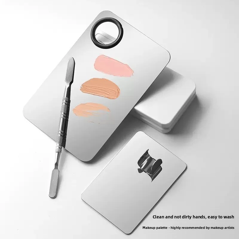 Multi-Use Stainless Steel Cosmetic Palette, Portable Mixing Plate for Makeup Artists, Foundation Lipstick Blender