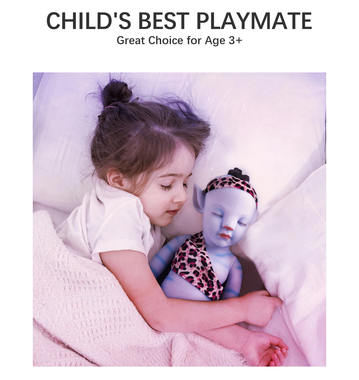 Muñeca Reborn de vinilo de 20 pulgadas |   Juguete realista de Avatar raro, que brilla en la oscuridad, rayas azules, estilo tribal, edición coleccionable