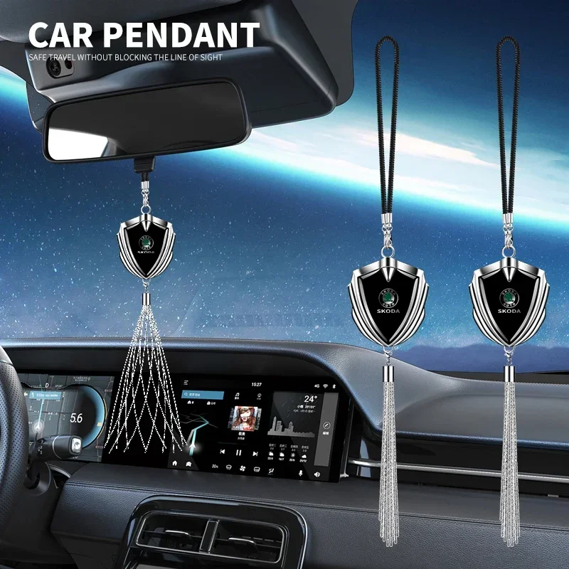 

3D Metal Car Styling Pendant Auto Rearview Mirror Pendants Auto Accessories For Skoda Octavia Superb Rapid Kodiaq Fabia Roomster