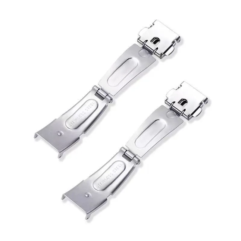 Unisex Silver Stainless Steel Watch Clasp Double Press Foldable Strap Clamp for Wristwatch Accessories