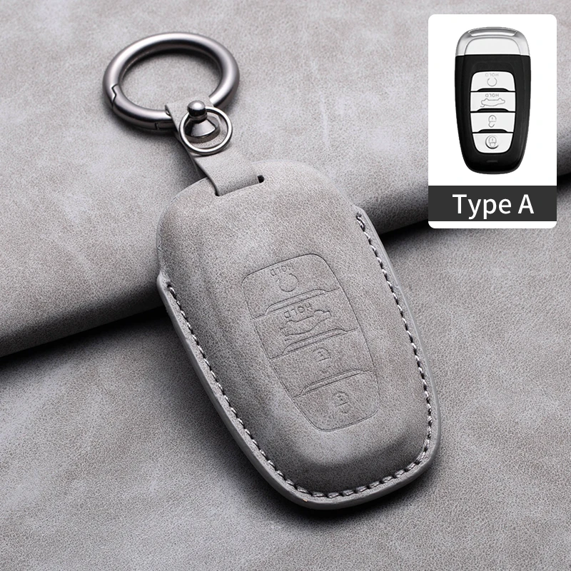 For Hongqi H5 H7 H9 HS5 HS7 EHS9 E-HS9 Leather Car Key Case Cover Keychain Keyring Car Key Protector Shell Car Fob Accessories - Image 3