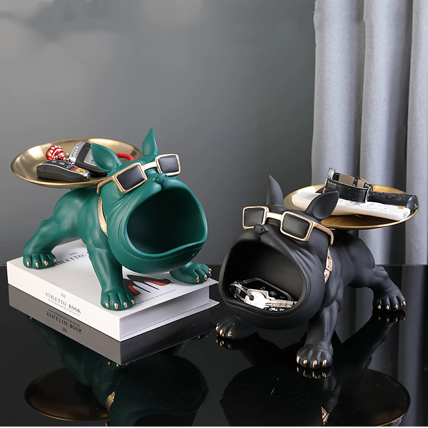 

1pc Bulldog Ornaments, Creative Dog With Big Mouth Statue Art Craft, For Living Room Office Cafe Decor, Room Tabletop Display
