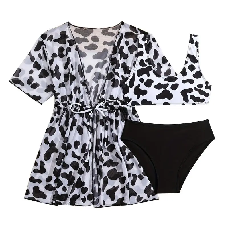 

3Pcs Girls Swimsuit Suit Summer Split Swimsuit Sets Kids Printed Bikini + Cardigan Kids Children Seaside Outfits