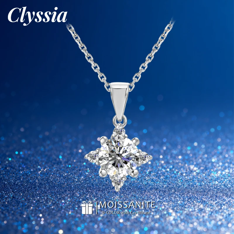 

CLYSSIA D цвет VVS1 муассанитовый кулон ожерелье для женщин и девочек S925 стерлингового серебра с бриллиантовой цепочкой ожерелья ювелирные изделия подарок