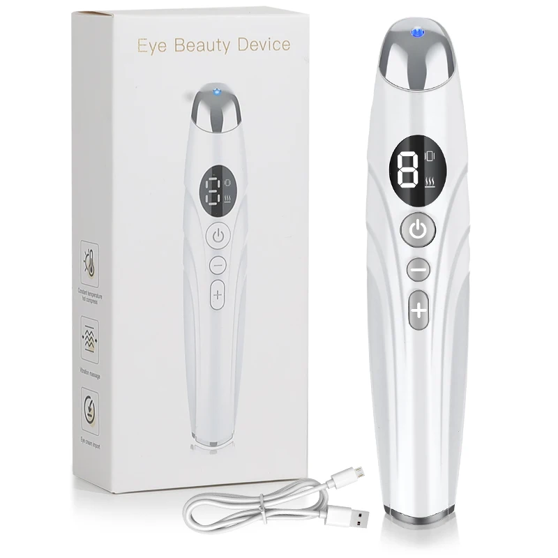 Electric Eye Massager Pen LED Photon Therapy Vibration Heated Anti-aging Wrinkle Removal Device Dark Circle Puffiness Skin Care