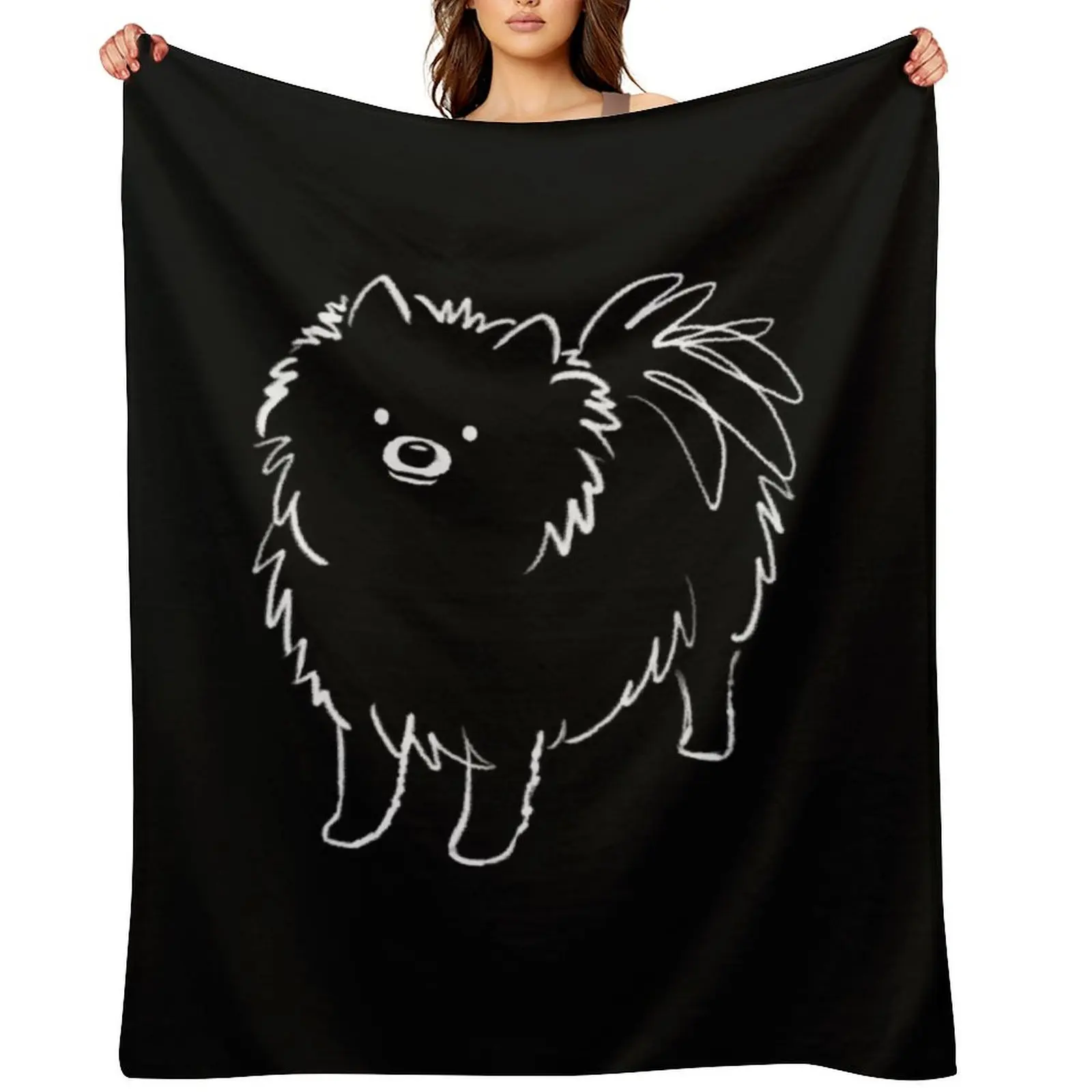 

Black Pomeranian Throw Blanket For Sofa Thin decorative Bed Soft Beds Blankets