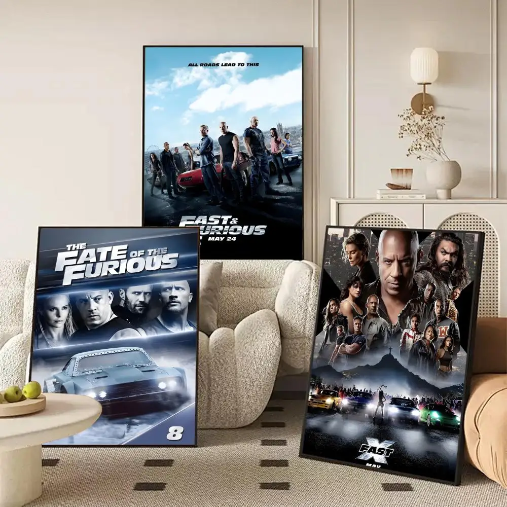 F-Fast And F-Furious Poster Waterproof Self-Stick Wall Art Stickers, Removable Wall Decor for Living Room and Bedroom