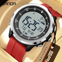 Reloj SANDA para hombre, relojes digitales, relojes de pulsera LED deportivos, reloj resistente al agua hasta 50m, cronómetro con luz Digital, cuenta atrás de calorías