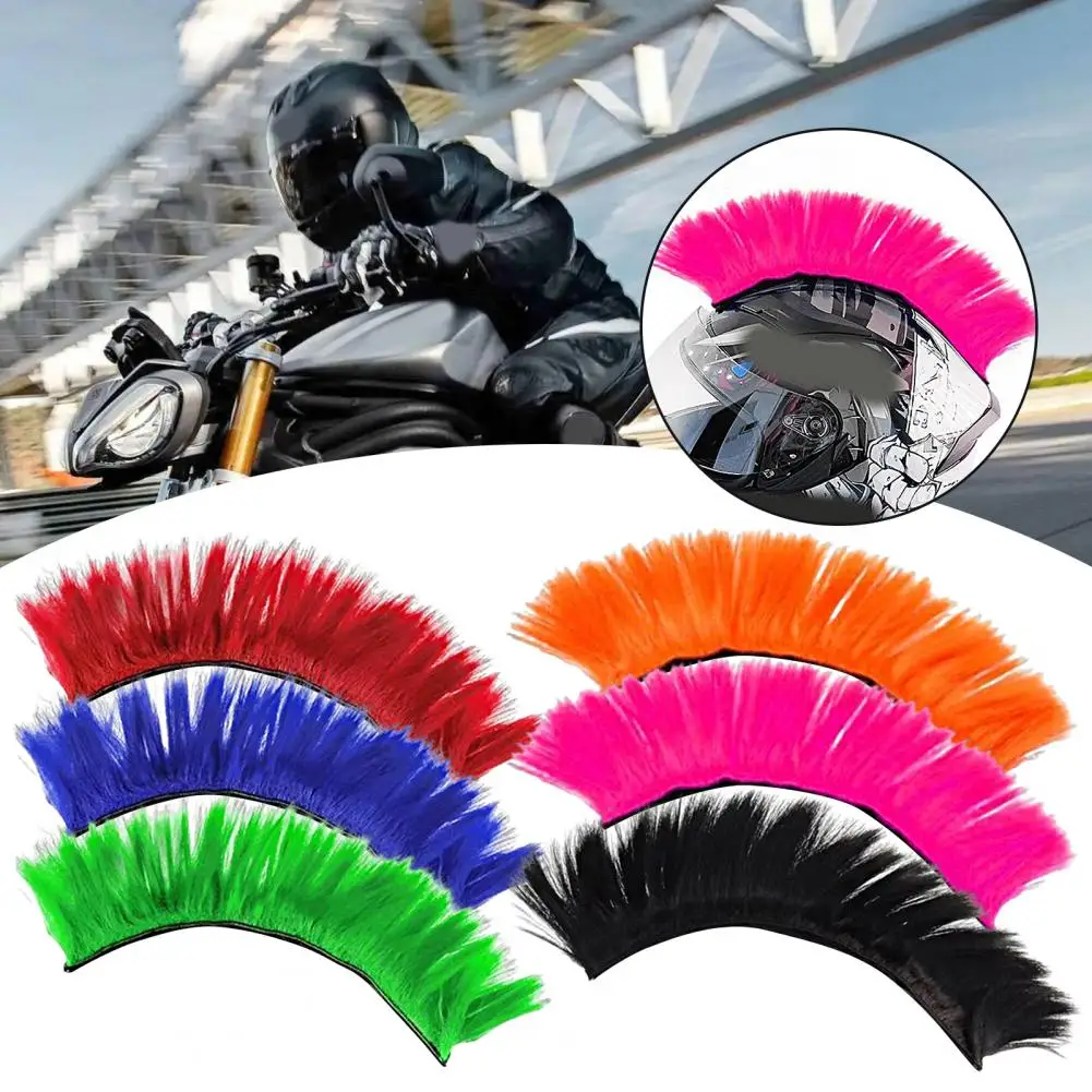 Helmet Wig Cuttable Helmet Decorations High Temperature Silk Bright Color Helmet Mohawk Headwear Ski Sports Cycling Supplies