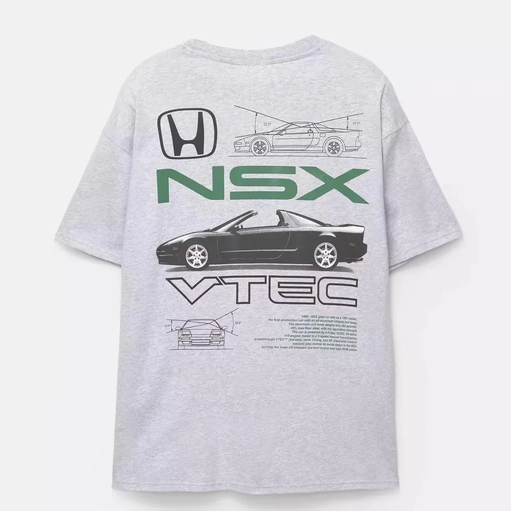 هوندا 2026 جديد حار الرجال والنساء تي شيرت NSX الصيف تي شيرتات قطن الربيع والخريف دراجة نارية على الطرق الوعرة فضفاضة كبيرة الحجم #2