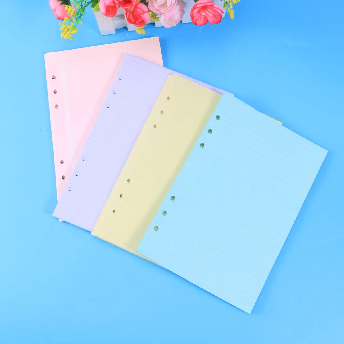 4Pcs Colorful Loose-Leaf Paper Hole Binder A5 Indexed Dividers for School Office Note-Taking Journaling Poetry