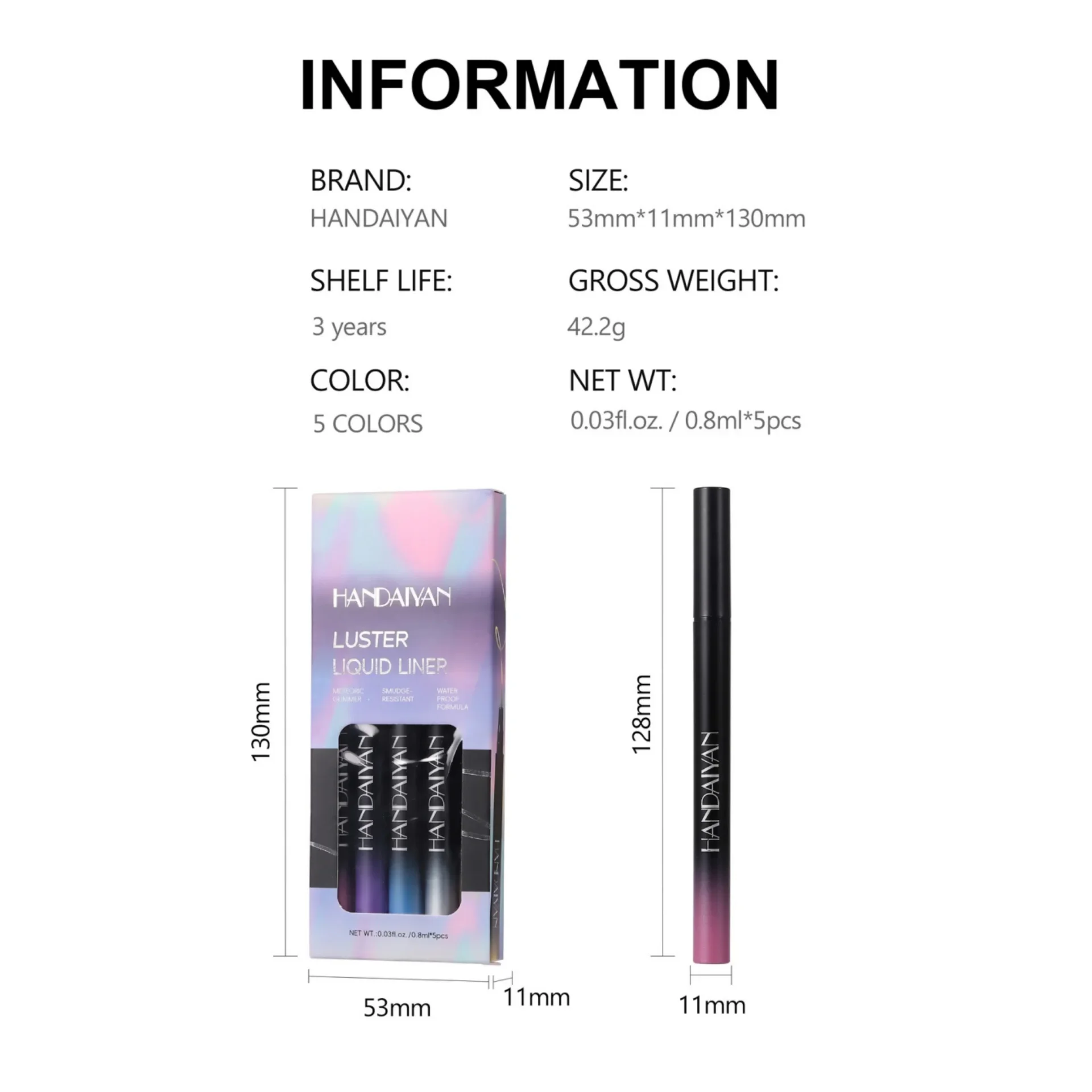 Color Slim Eyeliner-Set, lebendige metallische Farben, Glanz, flüssiger Eyeliner, wasserdicht, langlebig, schnell trocknend, nicht verblassender Eyeliner