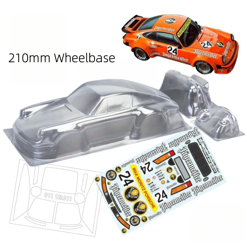 TM211 1/10 Mini Porsch 911 Clear Body Shell W/Rear Wing +Light Buckle and decal sheet fit 210mm Tamiya M Chassis Carten M210