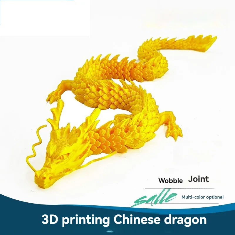 New 3D Printed Luminous Chinese Loong Flexible Articulated Dragon Crafts Ornaments Home Desktop Decoration Figurines Statue Gift