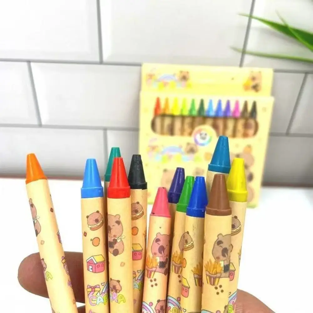 12Pcs Kawaii Capybara Kreide Cartoon Anime Student Graffiti Stift Zwölf Farben Malerei Stift Schreibwaren Geschenke
