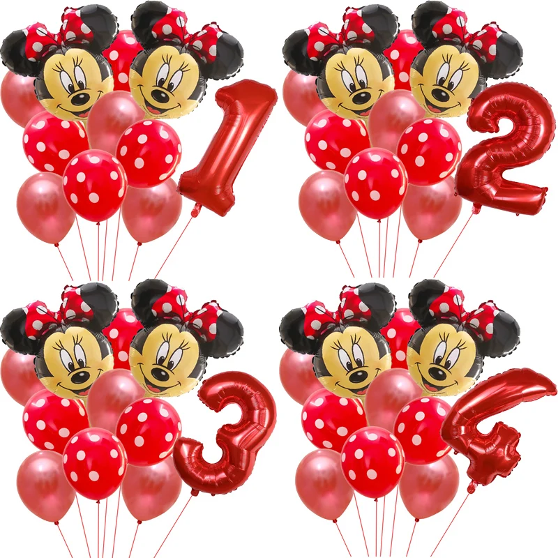 11 Pcs Disney Mickey Minnie Mouse Party Balloons Mickey Balloon Baby Shower Birthday Party Decorations Kids Classic Toys Air Gif