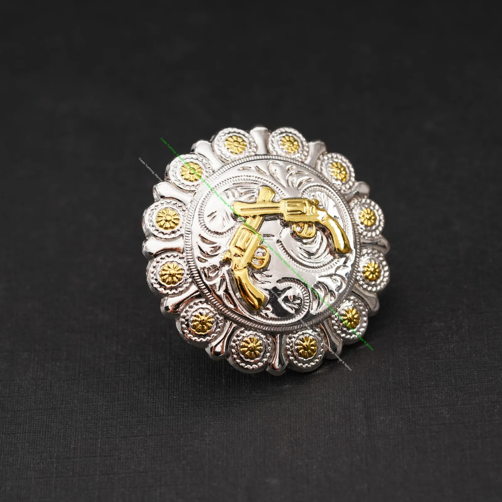 5X38mm Bling srebrny zachodni złoty pistolet pistolet krzyżowy skórzany pasek koński Headstall siodła pinezki Conchos zachodni pasek wystrój — zdjęcie 4