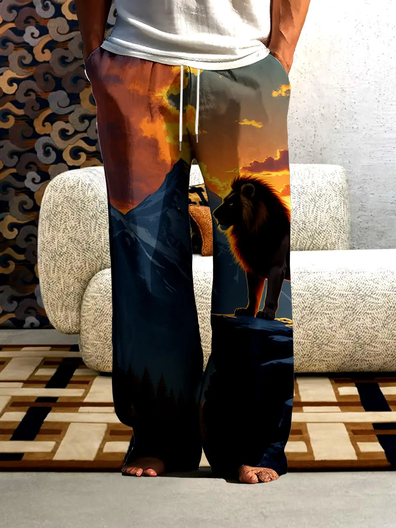 Men's Casual Long Pants 2026 Summer 3D Printed Cargo Pants Fashion Spring Vintage Mens Goth Baggy Hip-Hop Trousers