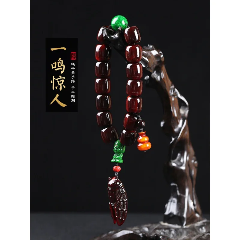 

Стильный браслет ручной работы с рогом яка, молитвенные тибетские буддийские бусины для мужчин