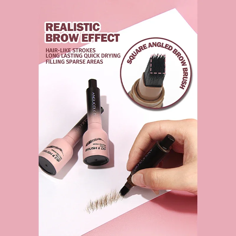 ﻿  Liquid Microblading Eyebrow Pen,Square Angled Eyebrow Brush Hair-Like Strokes Easy To Color Brow Shaping Outlining Filling