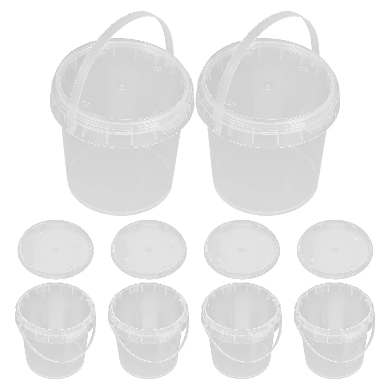 

6Pcs Food Grade PP Clear Food Bucket Handle Design Portable Milk Tea Juice Popcorn Storage Non Slip Containers 1000ml
