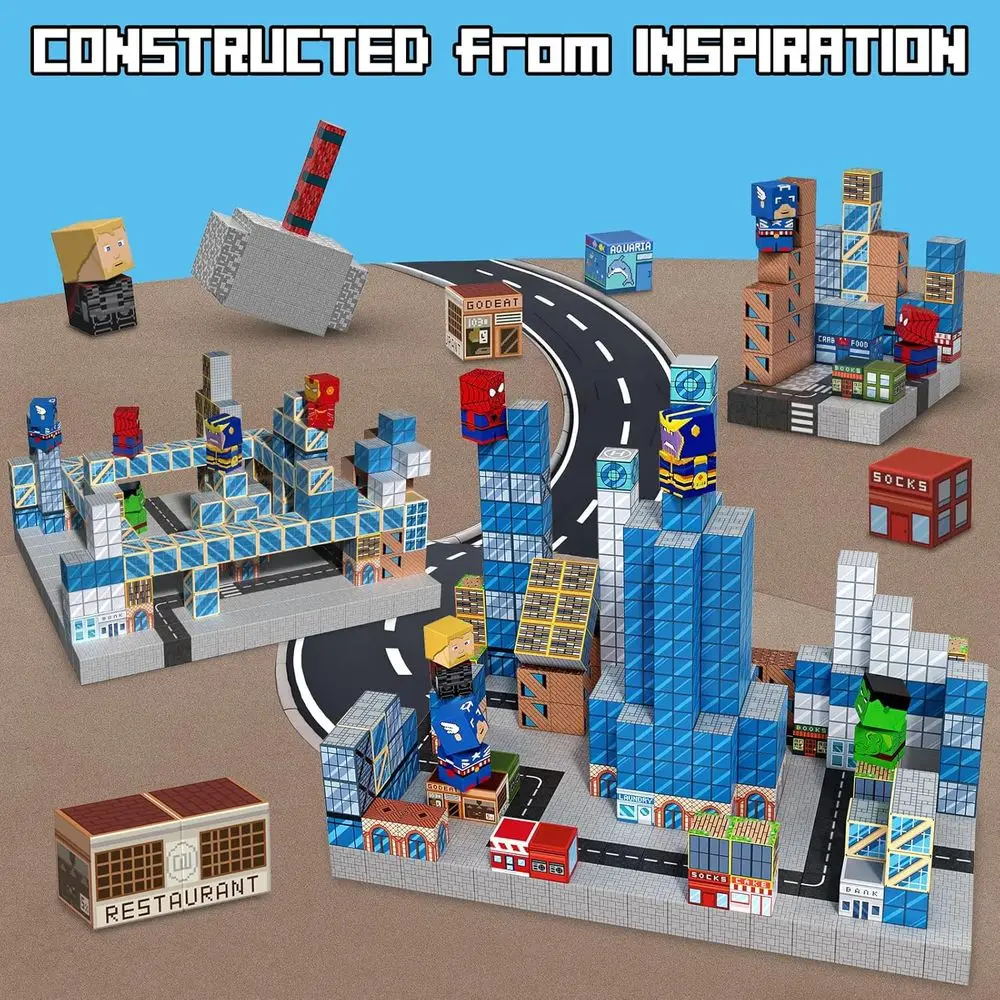 200-Piece Magnetic Cubes Set - STEM Learning & Montessori Toys for Ages 3-13, Ideal for Boys and Girls