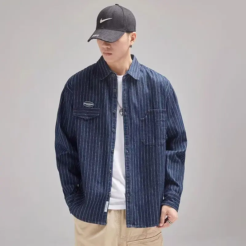 

Loose Casual Men's irt New Sle Autumn Faion Versatile Outerwear Stand Fit Long Sve High Elastici Pure Color