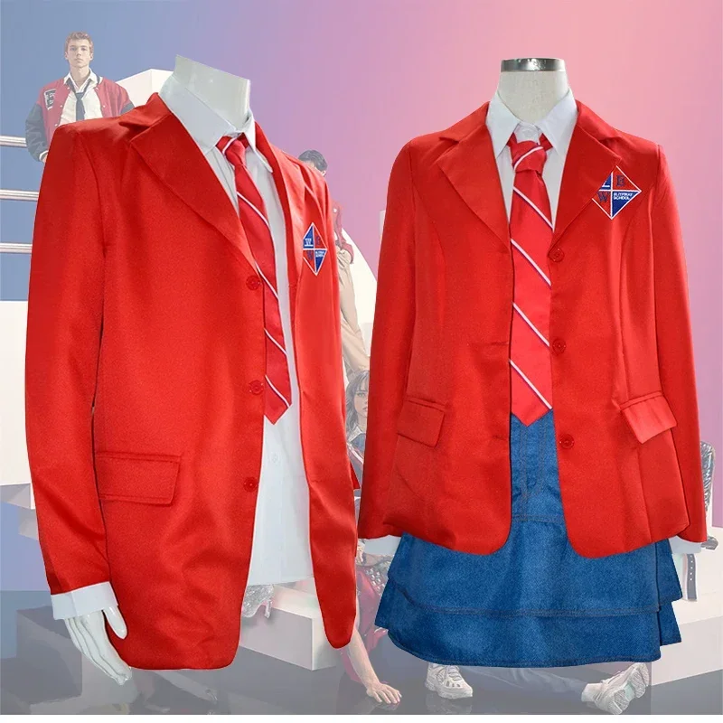 EWS Rebelde Cosplay Costume School Uniform Students Girls Red Jacket Shirt Skirt Female Suits Halloween Costumes for Women Men