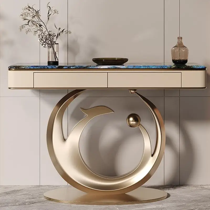 

Modern Marble Entryway Console Table With Drawers Storage Cabinet Easy To Clean & Durable For Living Room#%