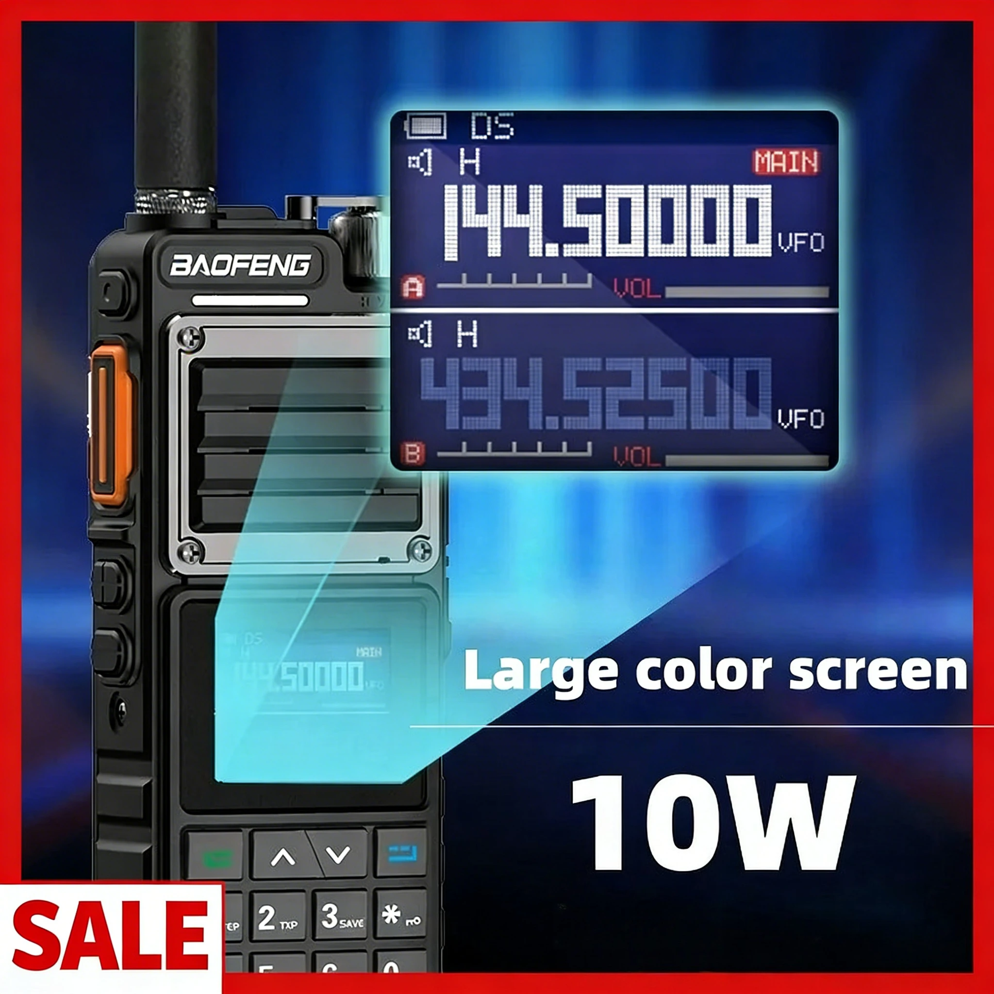 Baofeng UV-25 Tri Band Power Walkie Talkie Long Range Ham 2 Way Radio with Cable 10W 7.4V/2800mAh type-C